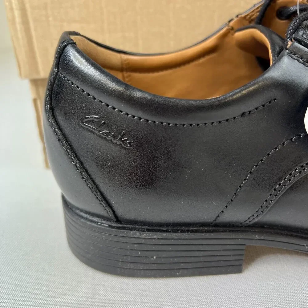 Clarks Mens Whiddon‎ Pace Dress Shoes Black Leather Oxford Lace-Up Sz 7W NEW